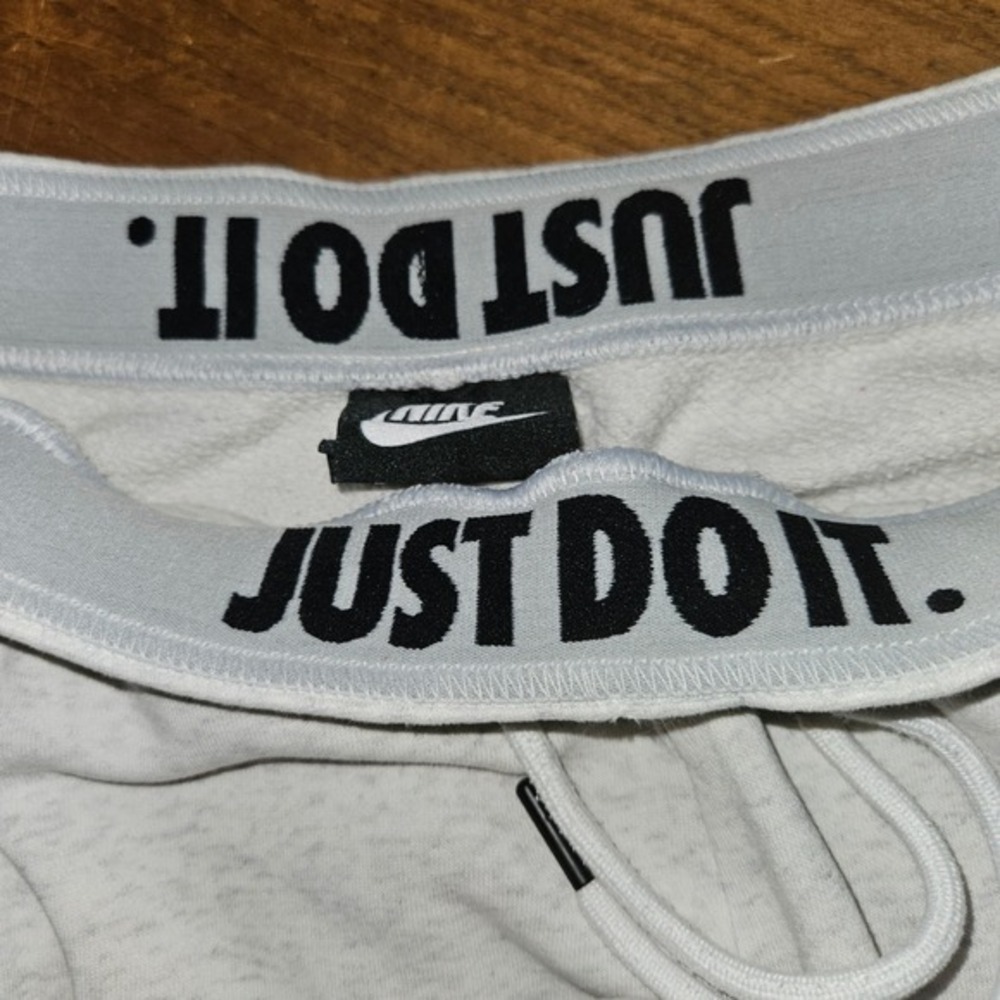 Nike Sportswear Women Oatmeal Heather Grey Just Do It Fleece Jogger Pants Small - Picture 4 of 8
